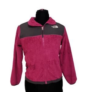 The North Face Girl's Magenta Contrast Fleece Denali Thermal Jacket Large